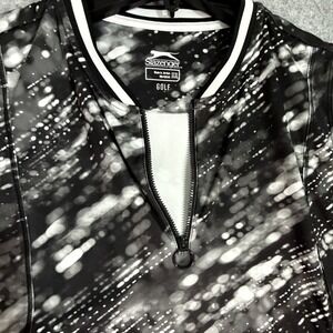 Slazenger Womens XXL Golf Sleeveless Zip Neck Top Black White Print Athletic